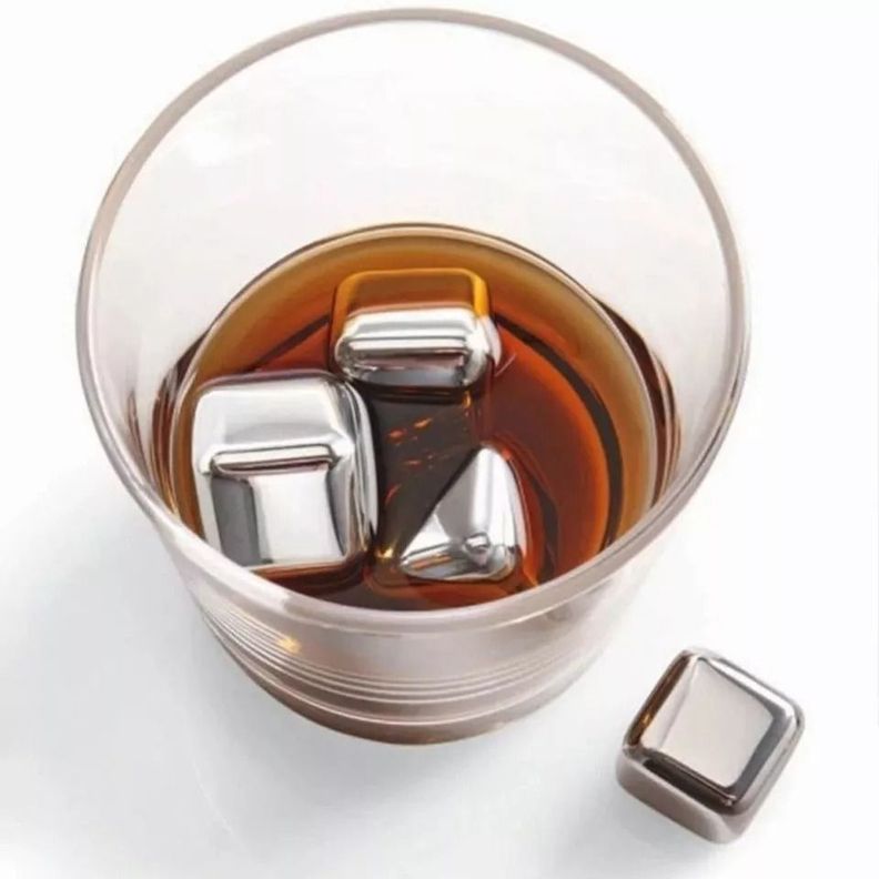 4 Cubitos De Hielo Acero Inoxidable Reutilizables Cubo Norplat-0
