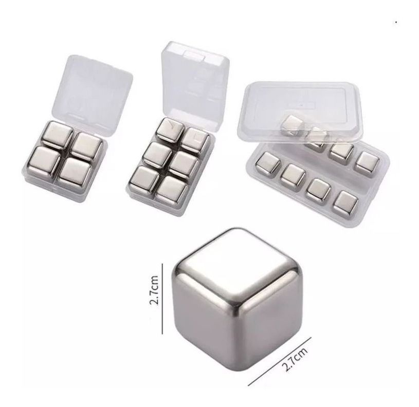 4 Cubitos De Hielo Acero Inoxidable Reutilizables Cubo Norplat-1