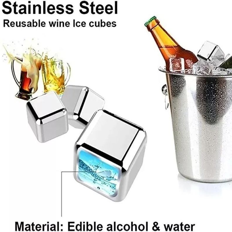 4 Cubitos De Hielo Acero Inoxidable Reutilizables Cubo Norplat-3
