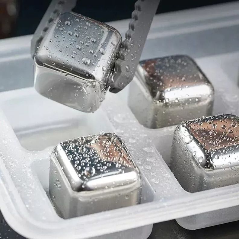 4 Cubitos De Hielo Acero Inoxidable Reutilizables Cubo Norplat-7