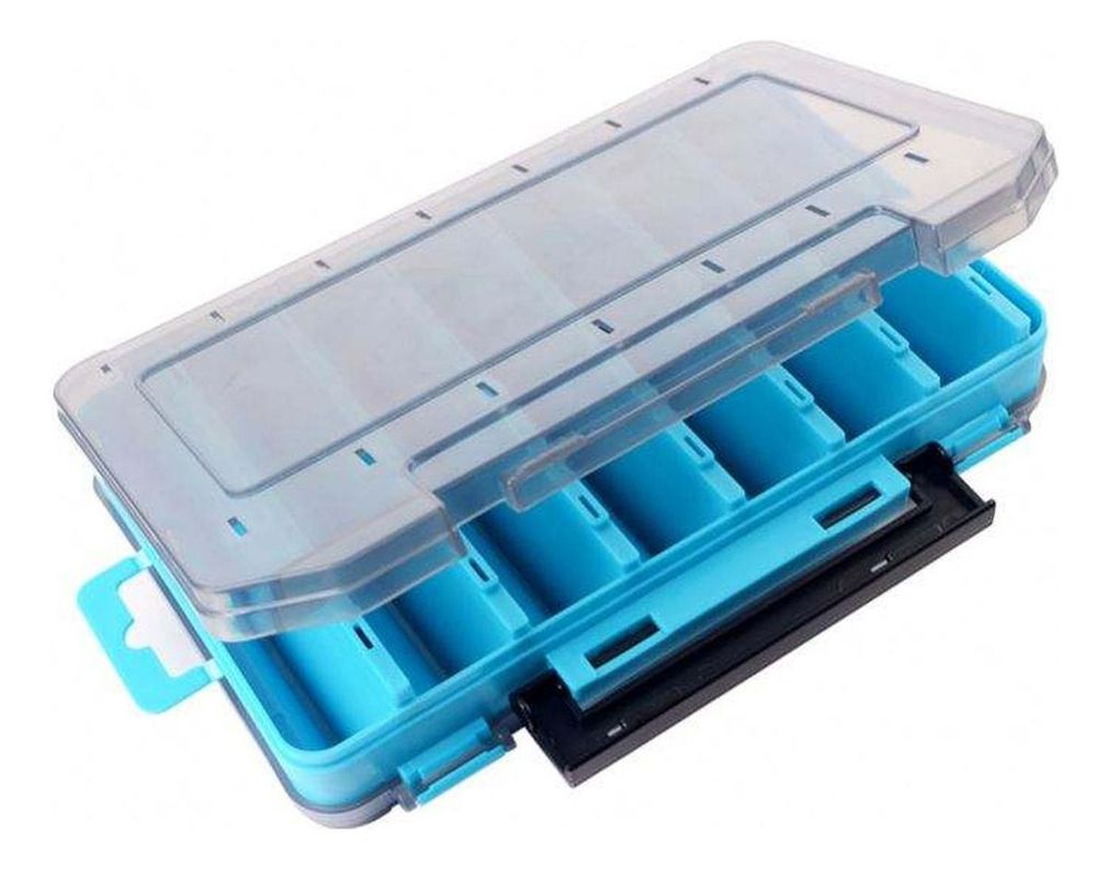Caja Porta Señuelos Pesca 14 Compartimientos Doble - Norplat-2