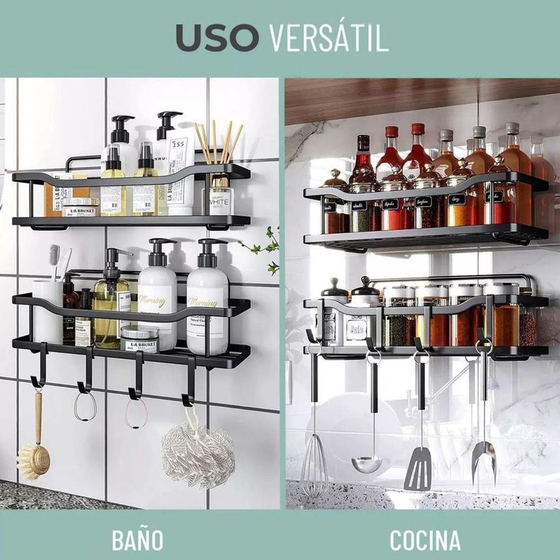 Organizador Ducha X2 Adhesivo Baño Esquinero Repisa Inoxidab - Norplat-1