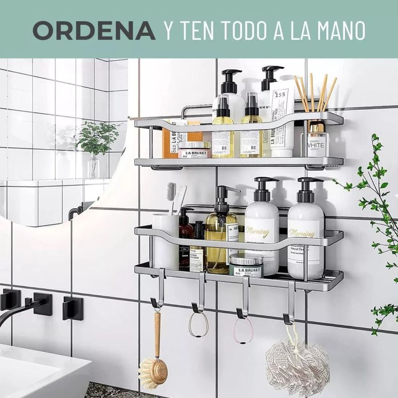 Organizador Ducha X2 Adhesivo Baño Esquinero Repisa Inoxidab - Norplat-3