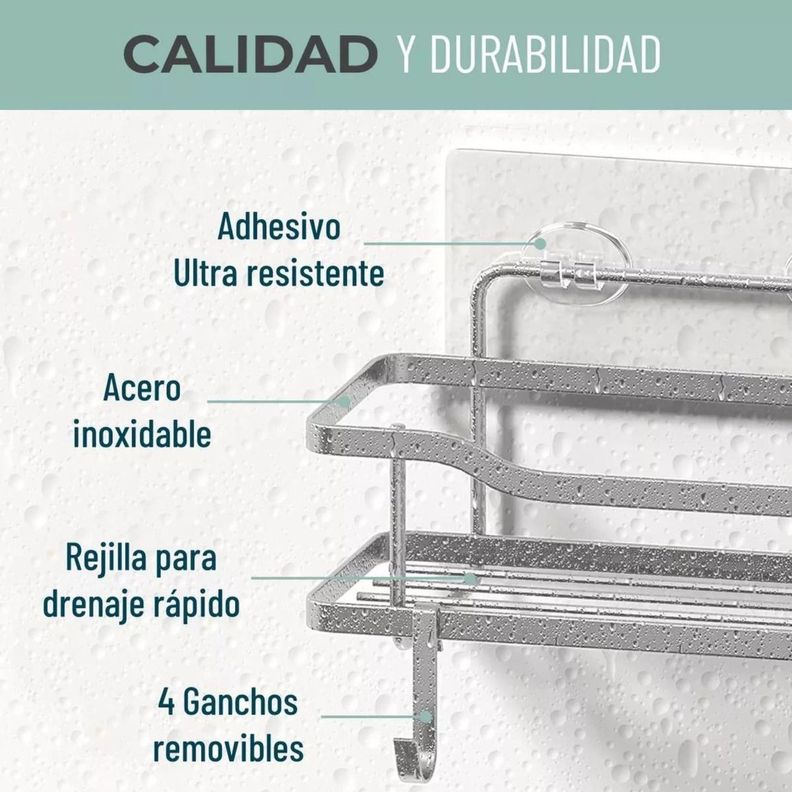 Organizador Ducha X2 Adhesivo Baño Esquinero Repisa Inoxidab - Norplat-4