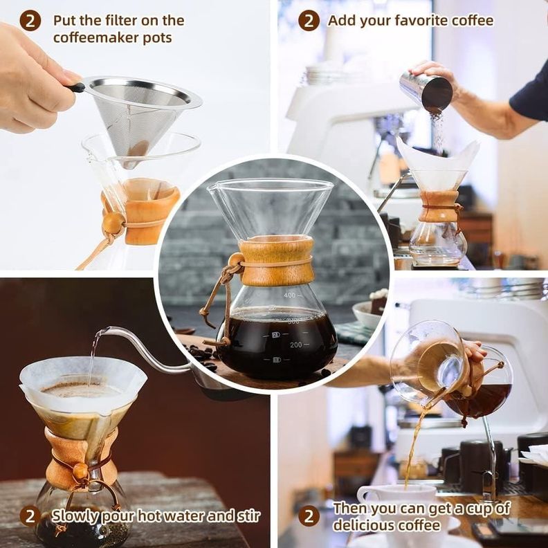 Cafetera Chemex Madera Con Filtro De Acero Inoxidable 400 Ml - Norplat-1
