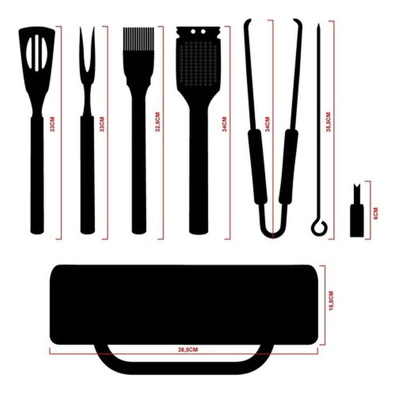 Set Parrillero 20 Piezas De Acero Inoxidable + Bolso Norplat-5
