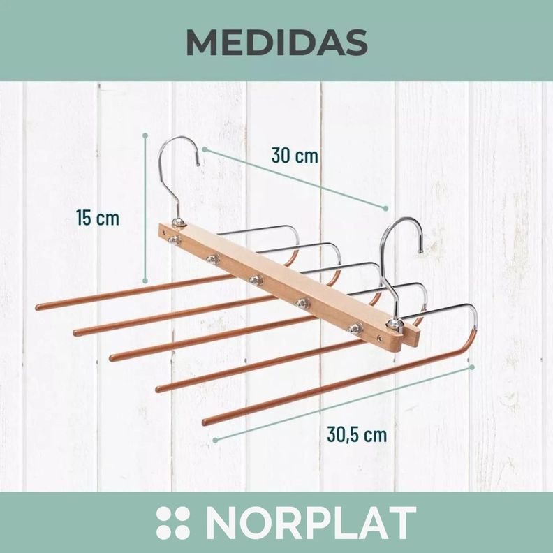Colgador Pantalones Ganchos 5 En 1 Antideslizante - Norplat-1
