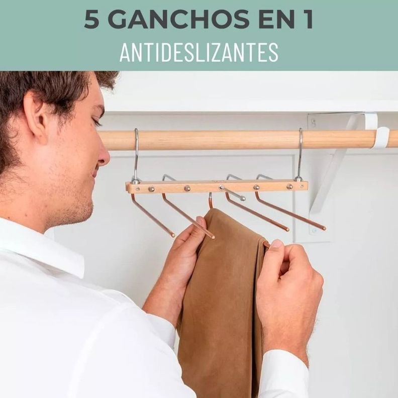 Colgador Pantalones Ganchos 5 En 1 Antideslizante - Norplat-4