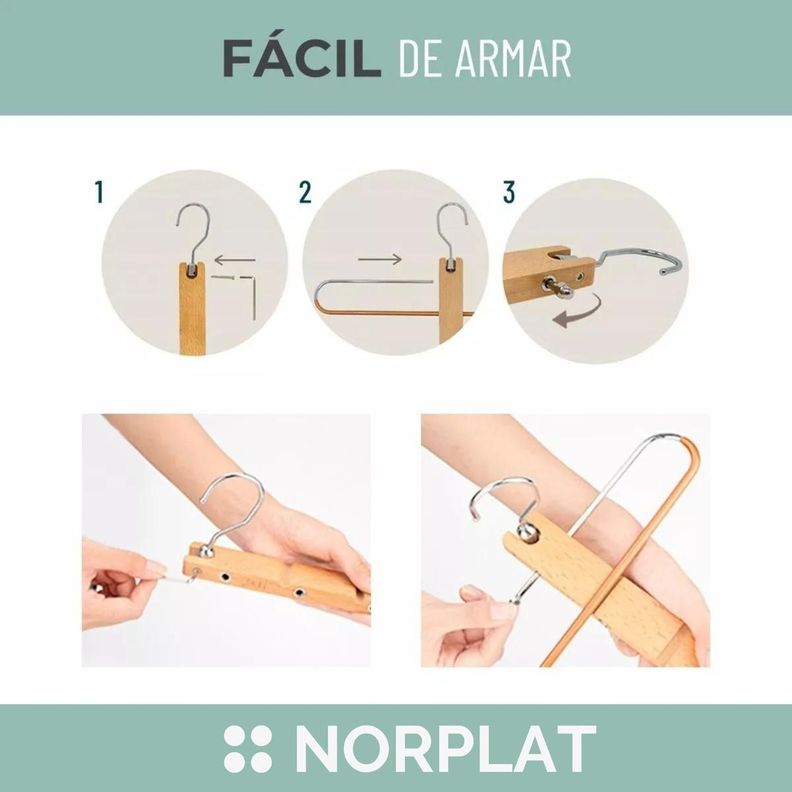 Colgador Pantalones Ganchos 5 En 1 Antideslizante - Norplat-6