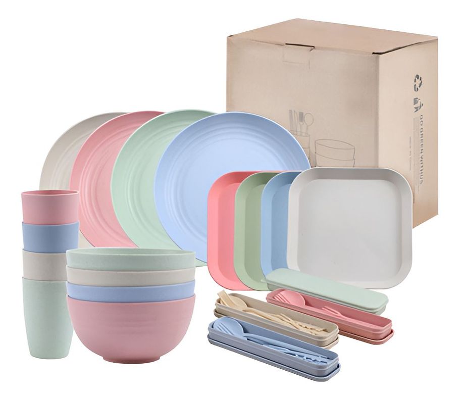 Juego Vajilla 36 Platos Plásticos Reutilizable Color Norplat-0