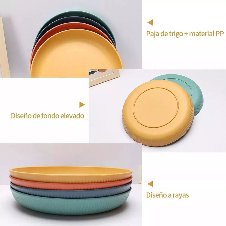 Juego Vajilla 36 Platos Plásticos Reutilizable Color Norplat-4