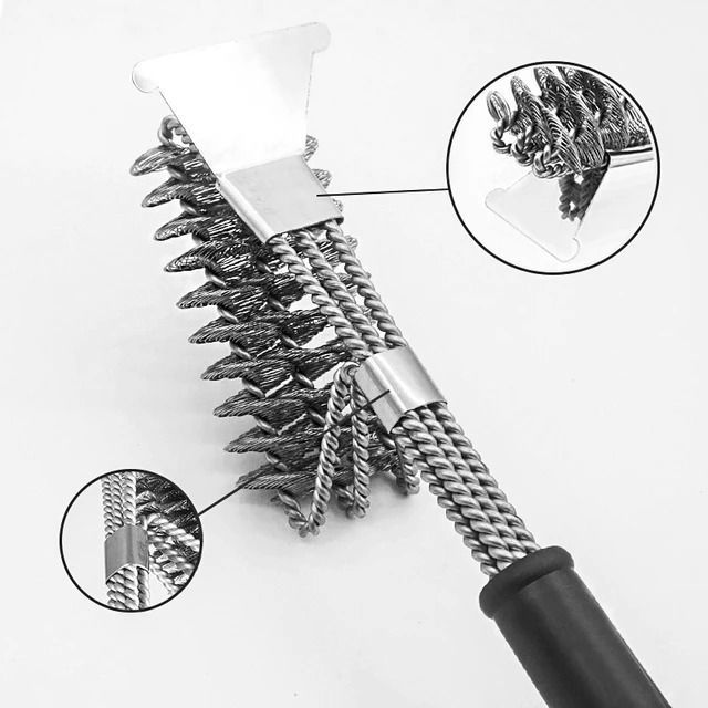Escobilla Cepillo Limpieza Para Parrillas 3 En 1 - Con Mango - Norplat-1