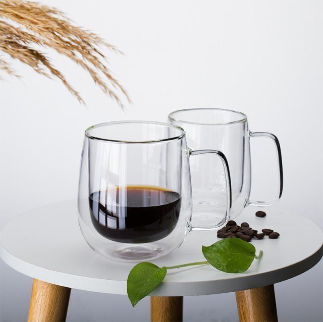 Pack 2 Tazas Doble Pared Vidrio 250ml Cafe Cappuccino Norplat-3