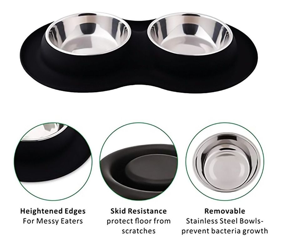 Plato Doble Silicona Platos Para Perro Bebedero Comedero Norplat-3