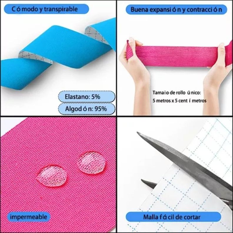 Cinta Kinesiológicas Vendaje Neuromuscular Tape X6pcs 5mx5cm - Norplat-9