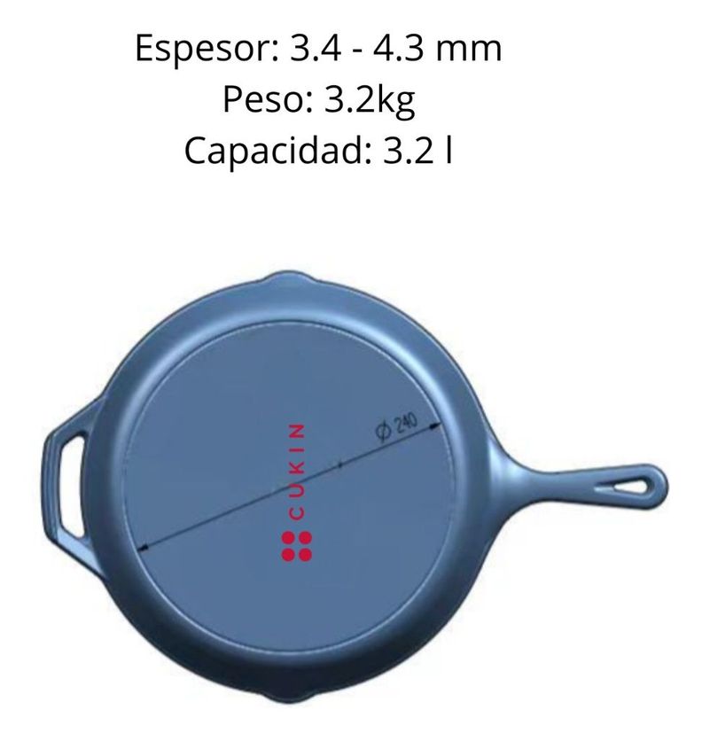 Sarten Fierro Hierro Fundido 31 Cm 3.2 Litros - Norplat-3