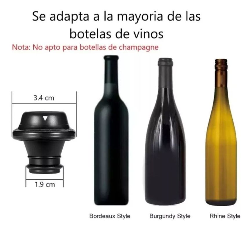 Vino Botella Bomba De Vacio 4 Tapones Extractor Aire - Norplat-1