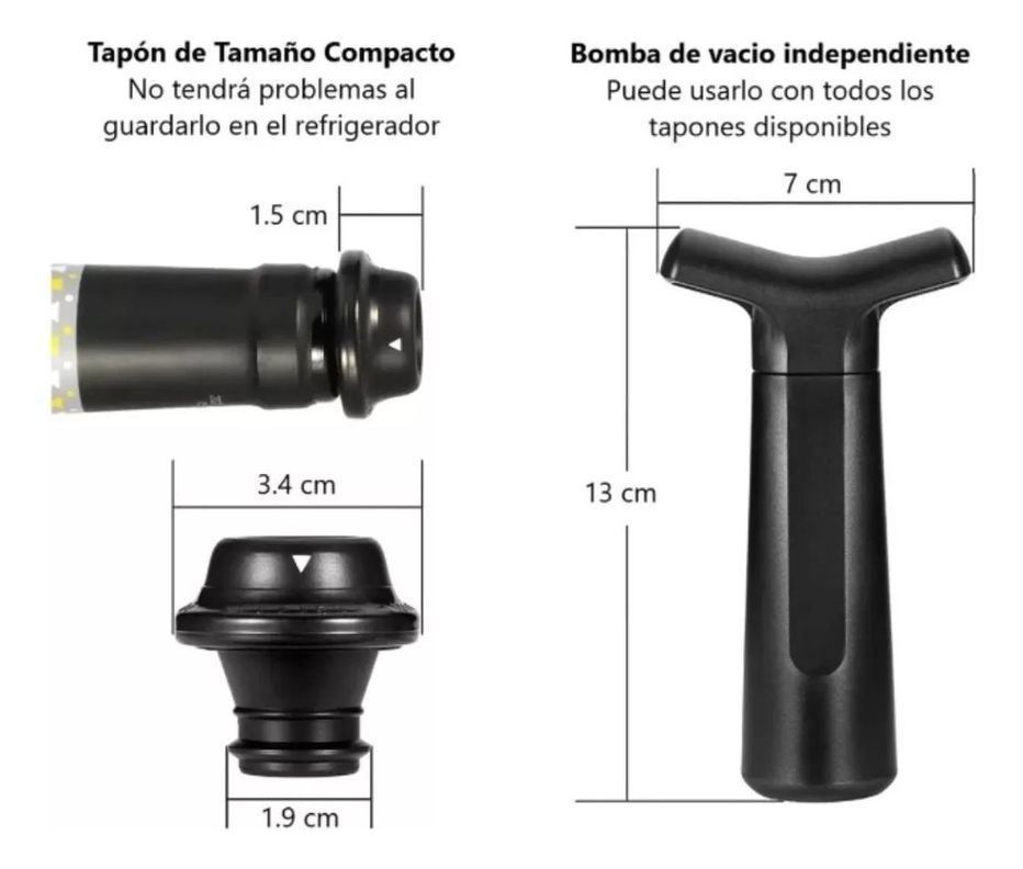 Vino Botella Bomba De Vacio 4 Tapones Extractor Aire - Norplat-4