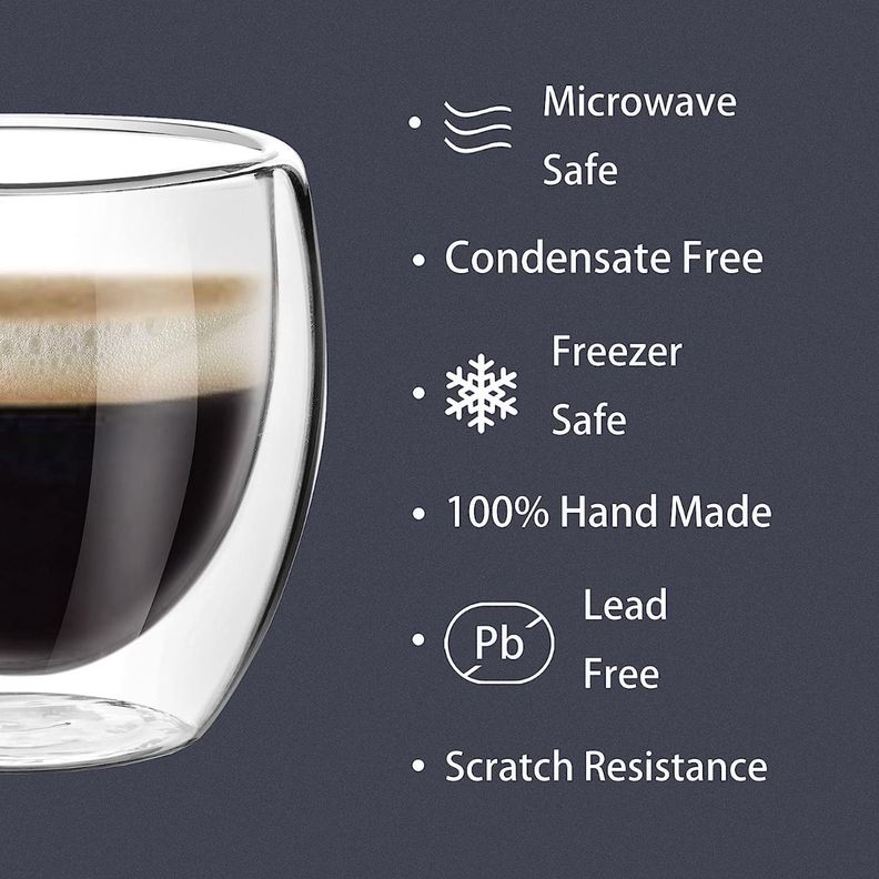 Set 4 Tazas Doble Vidrio Cafe Espresso Doble Pared - Norplat-1