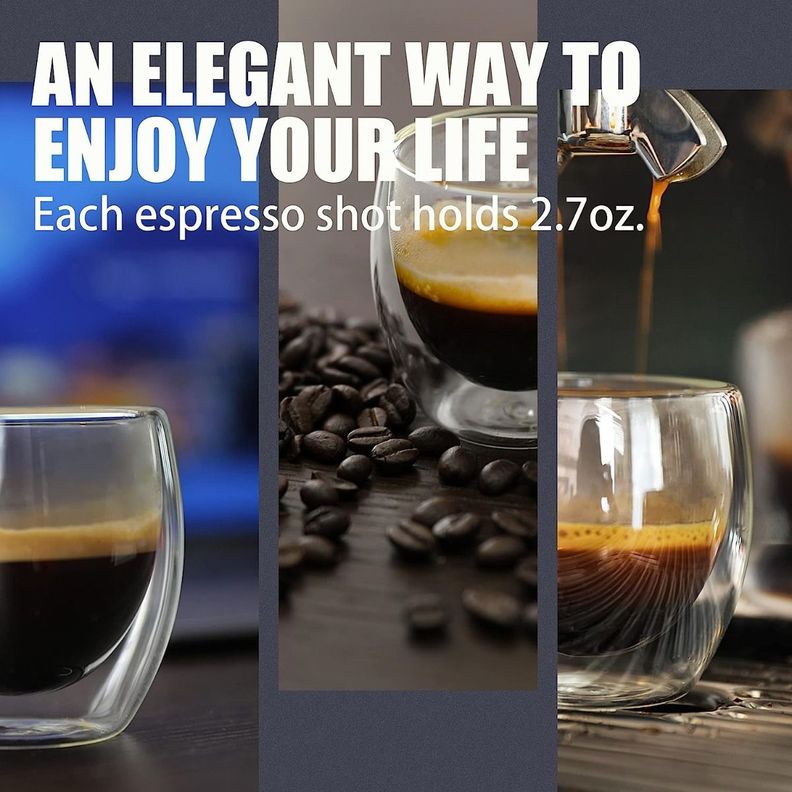 Set 4 Tazas Doble Vidrio Cafe Espresso Doble Pared - Norplat-6