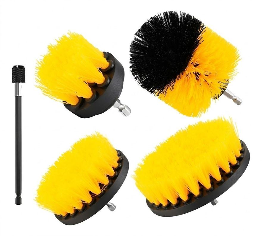 Set 4 Cepillos Limpieza Con Taladro Auto Hogar Tapiz Norplat