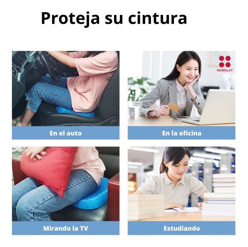 Cojin Silla Goma Gel Casa Auto Oficina Ergonómico - Norplat-4