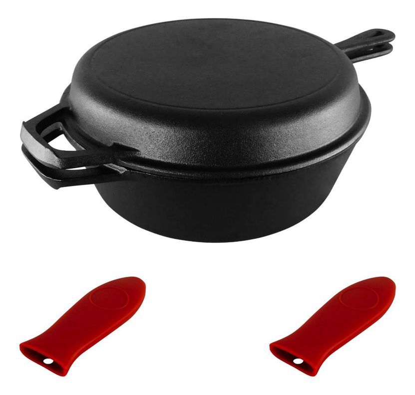 Dutch Oven Ø26cm 2 Sartenes Hierro Fundido + 2 Grip - Norplat-0