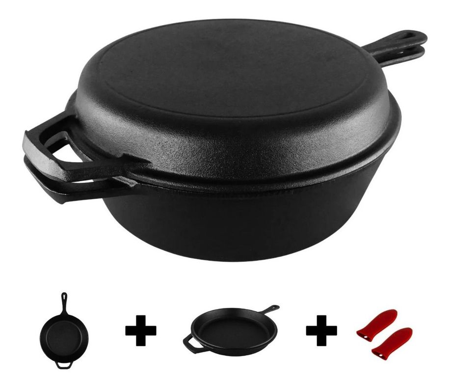 Dutch Oven Ø26cm 2 Sartenes Hierro Fundido + 2 Grip - Norplat-4