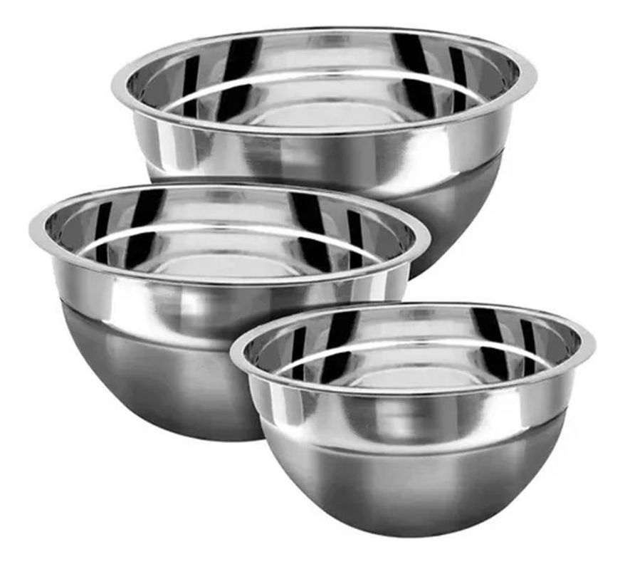 Pack 3 Bowl Metalicos Acero 24-26-30 Cm Repostería - Norplat-2