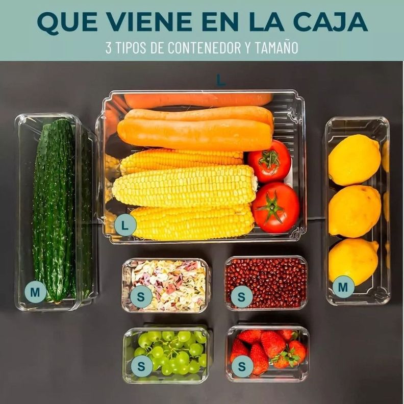 Organizador Refrigerador Set 7 Contenedores Con Tapa - Norplat-4