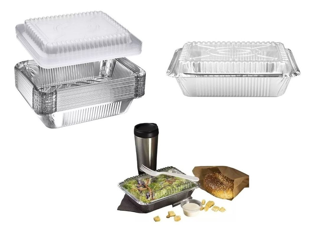 Bandeja / Envase De Aluminio 570 M C/tapa Domo (20 Unidades) - Norplat-0