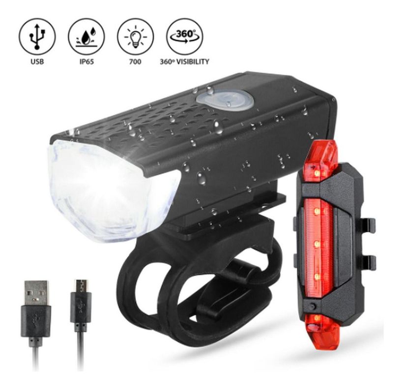Pack 2 Luces Led Bicicleta Usb Trasera Y Delantera - Norplat-1