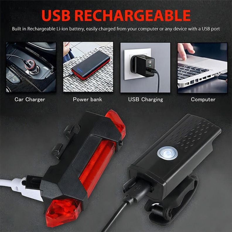 Pack 2 Luces Led Bicicleta Usb Trasera Y Delantera - Norplat-7