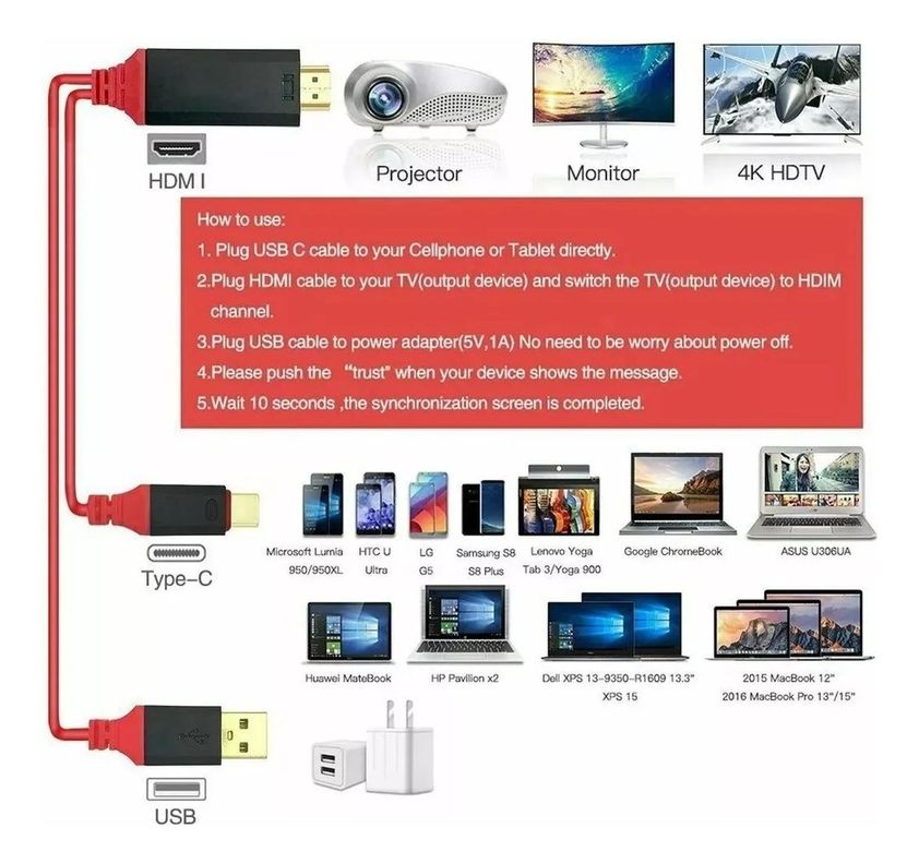 Cable Hdmi Tipo C Usb 3.1 Compatible Emui Mac Samsung Huawei - Norplat-7