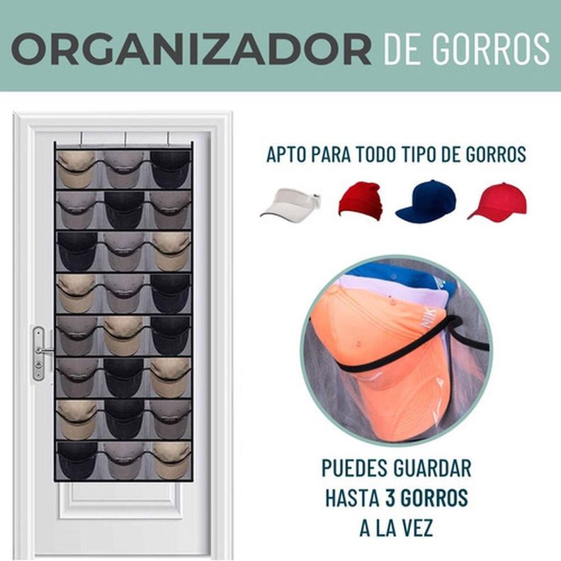 Organizador Gorras Gorros Jockey Detrás De Puerta - Norplat-1