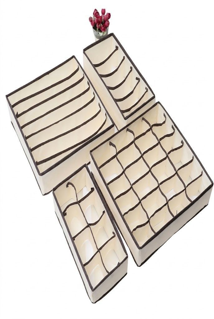 Set 4 Cajas Organizadoras De Conjuntos Y Ropa Interior Mujer Norplat