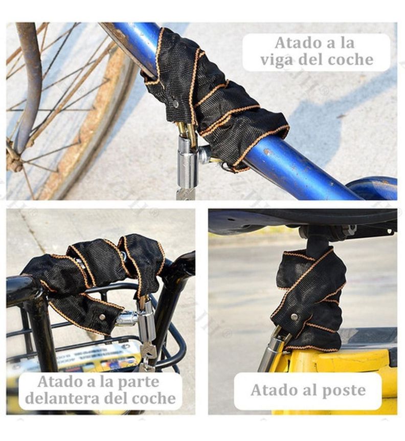 Candado Bicicleta Con Cadena Acero Cobertor Textil Norplat-5