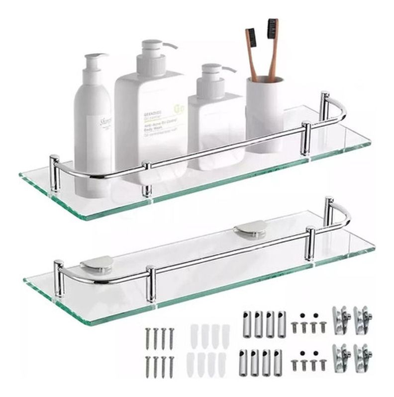 Organizador Ducha Repisa Baño Set 2 Vidrio Templado Norplat-0