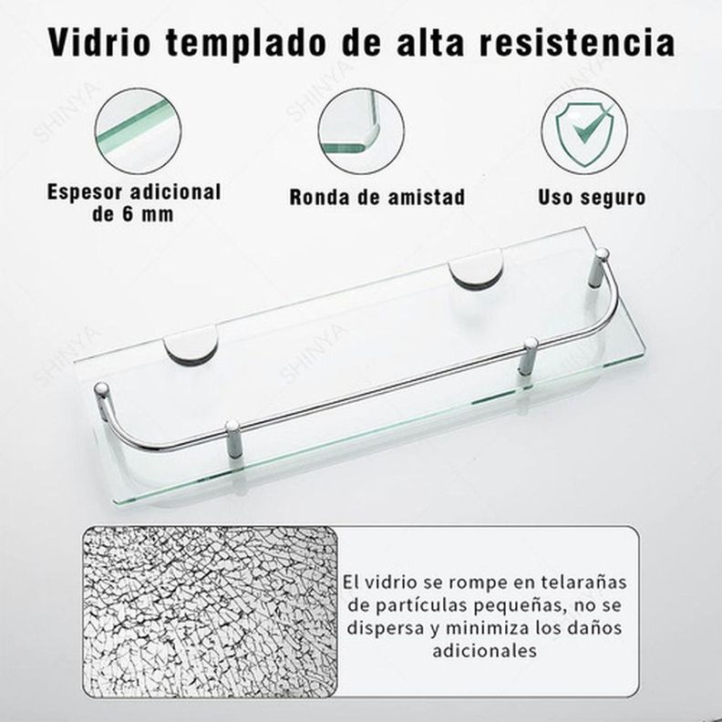 Organizador Ducha Repisa Baño Set 2 Vidrio Templado Norplat-3