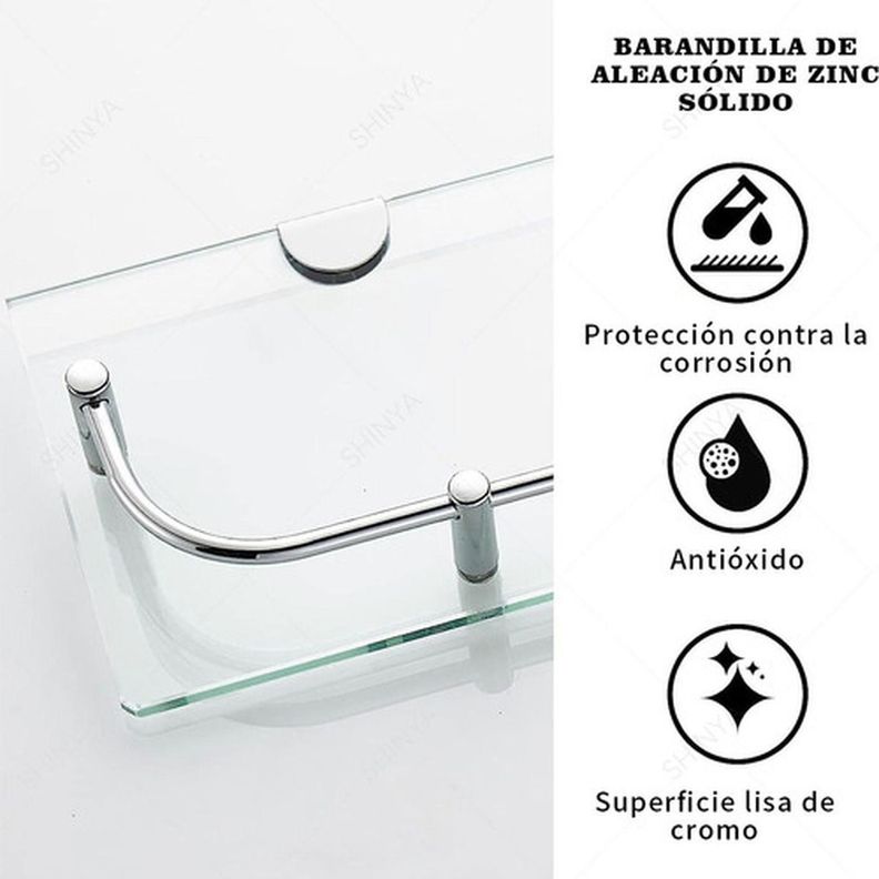 Organizador Ducha Repisa Baño Set 2 Vidrio Templado Norplat-6