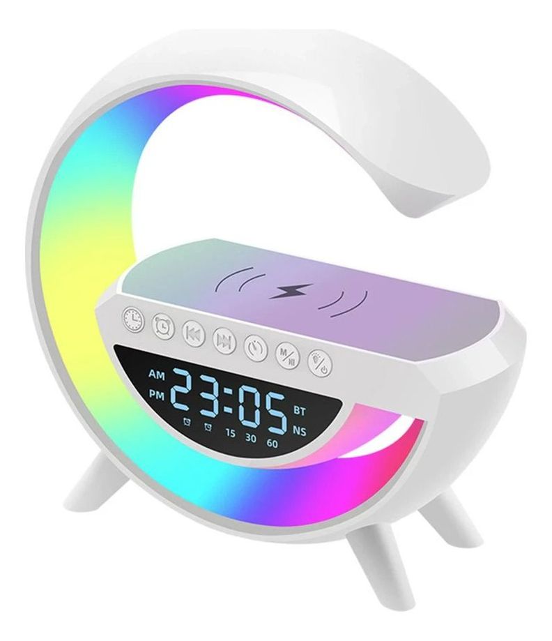 Parlante Bt Fm + Cargador Inalámbrico Reloj Lampara Norplat-0