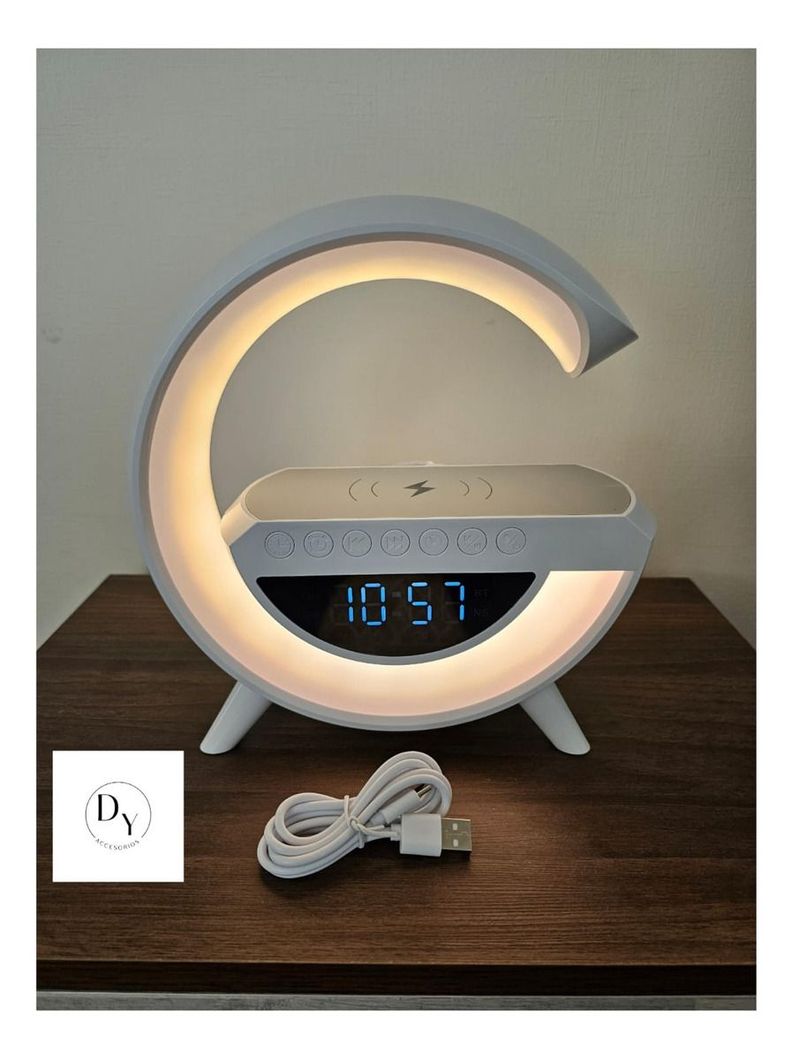 Parlante Bt Fm + Cargador Inalámbrico Reloj Lampara Norplat-1