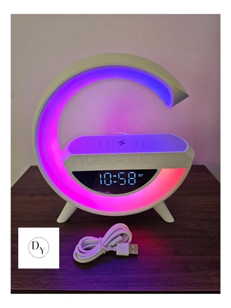 Parlante Bt Fm + Cargador Inalámbrico Reloj Lampara Norplat-2