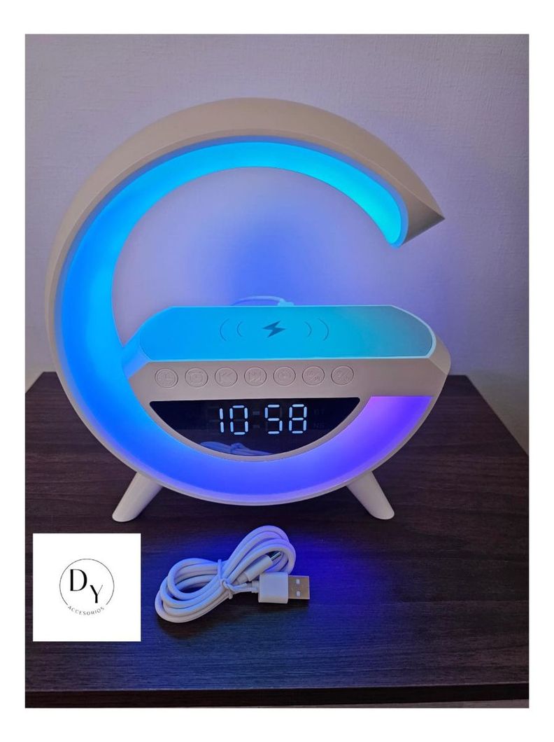 Parlante Bt Fm + Cargador Inalámbrico Reloj Lampara Norplat-3