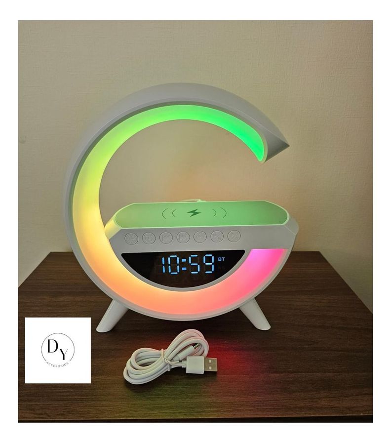 Parlante Bt Fm + Cargador Inalámbrico Reloj Lampara Norplat-4