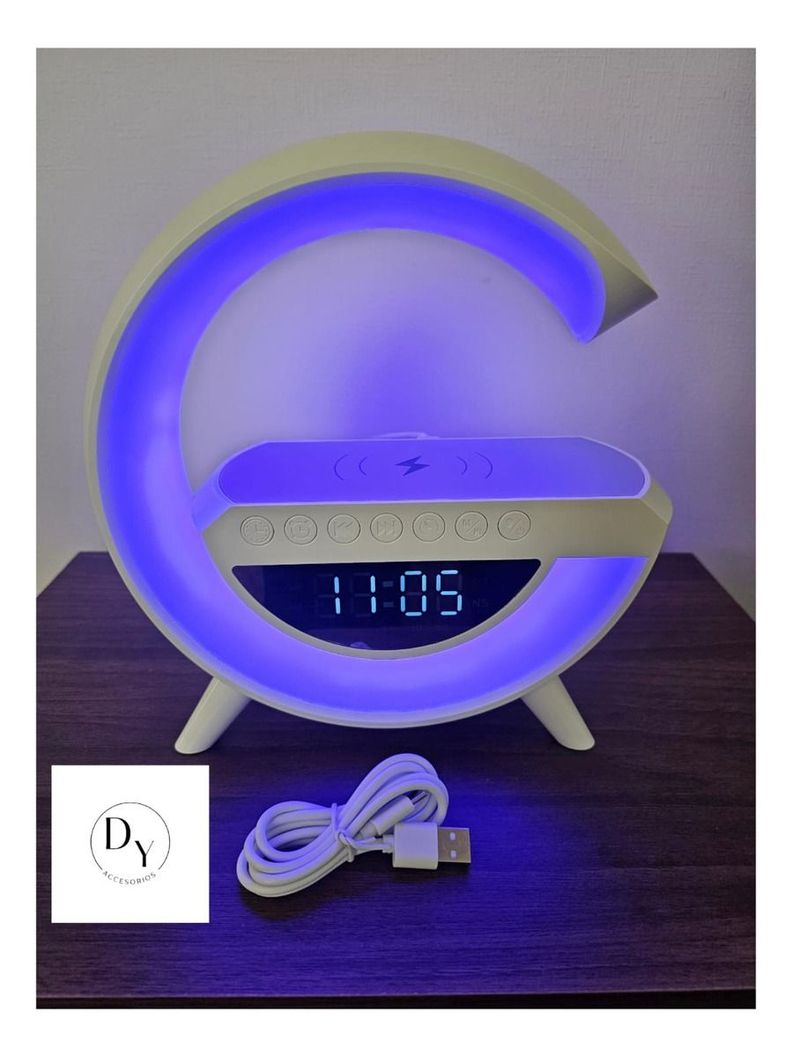 Parlante Bt Fm + Cargador Inalámbrico Reloj Lampara Norplat-5