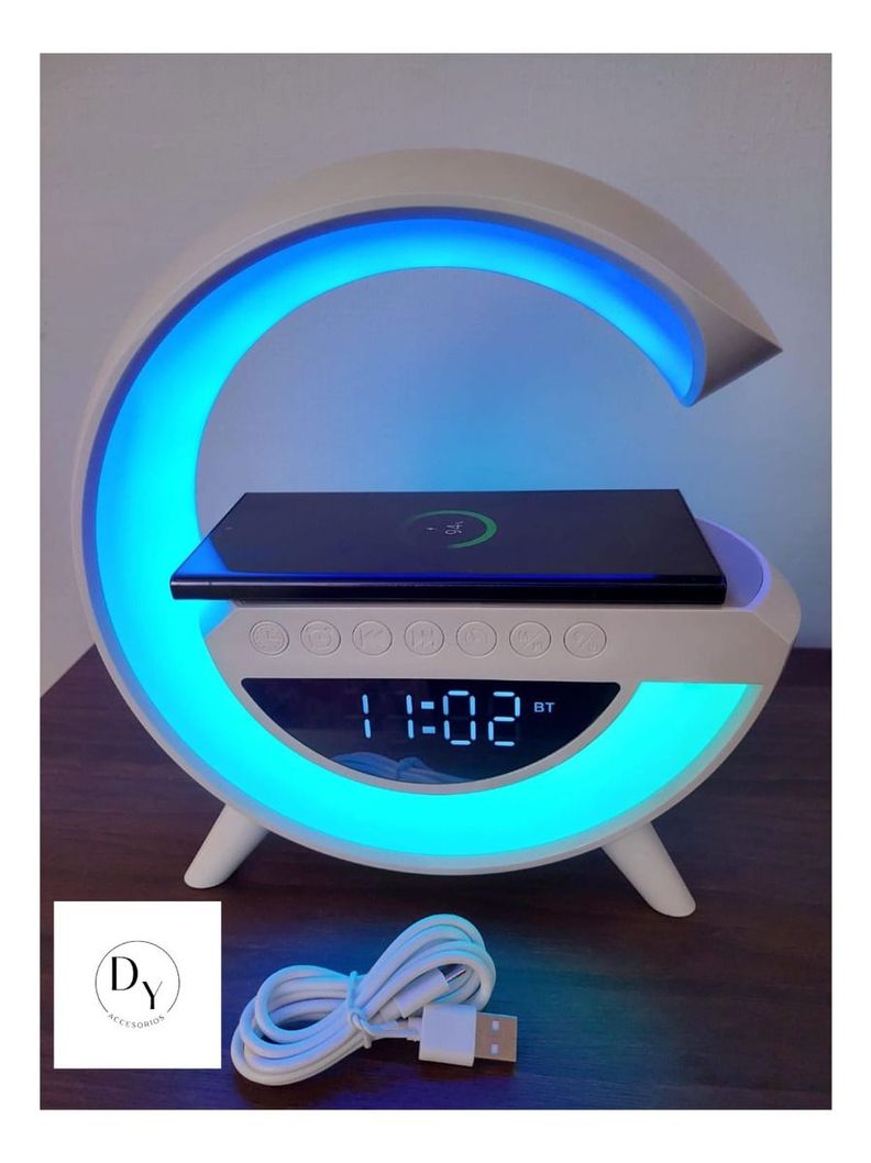 Parlante Bt Fm + Cargador Inalámbrico Reloj Lampara Norplat-6
