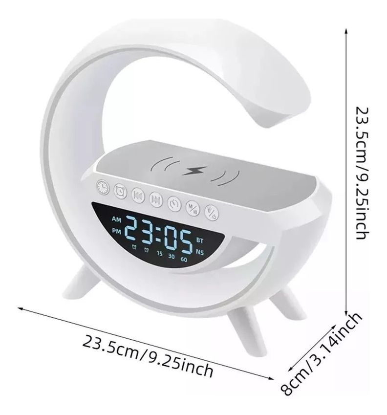 Parlante Bt Fm + Cargador Inalámbrico Reloj Lampara Norplat-8