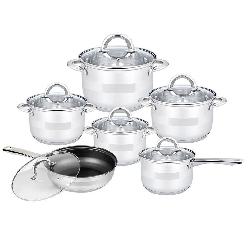 SET BATERIAS 12 PCS acero inoxidable Gris-1