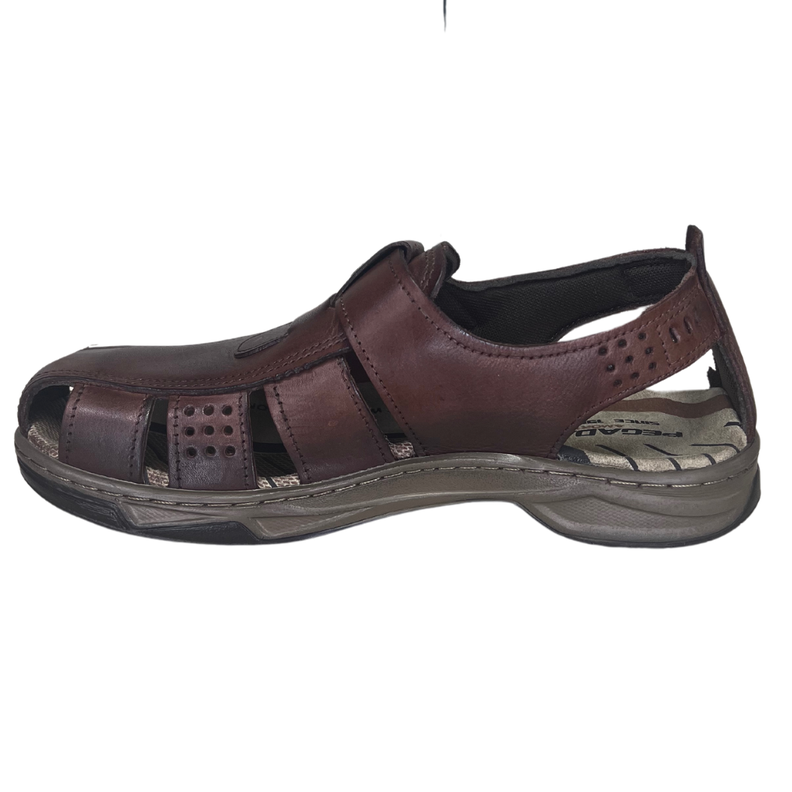 SANDALIAS CERRADAS PEGADA DE CUERO CAFÉ (HOMBRE) | 132255-0-3